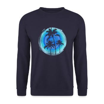 Palmiers & Cercles 02 - Sweat-shirt Unisexe - marine - Devant - Alina (178cm) & Michal (187cm)