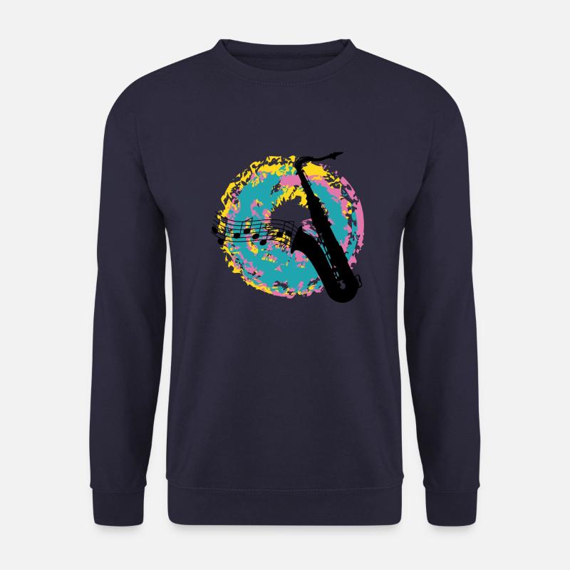 Saxofon auf Farbklecksen - Unisex Pullover - Navy