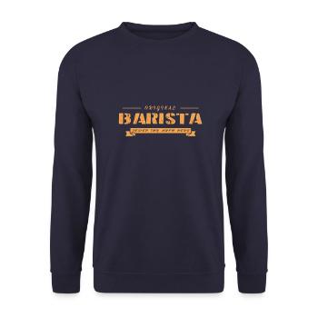 Der echte Barista - Unisex Pullover - Navy - Vorne - Alina (178cm) & Michal (187cm)