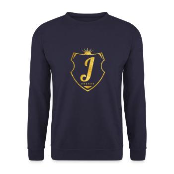 j letter - Unisex Sweatshirt - navy - Front - Alina (178cm) & Michal (187cm)