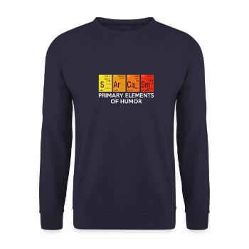 SARCASM - ÉLÉMENTS PRIMAIRES DE L'HUMOUR - Sweat-shirt Unisexe - marine - Devant - Alina (178cm) & Michal (187cm)