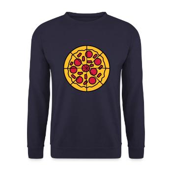 coupé morceaux morceaux pizza rond grand dessin an - Sweat-shirt Unisexe - marine - Devant - Alina (178cm) & Michal (187cm)