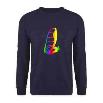 Bunter Windsurfen Regenbogen - Unisex Pullover - Navy - Vorne - Alina (178cm) & Michal (187cm)