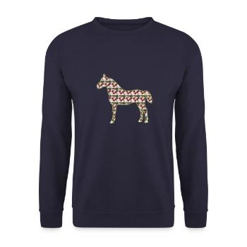 Weihnachtsmotiv Pferd - Unisex Pullover - Navy - Vorne - Alina (178cm) & Michal (187cm)