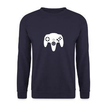 N64 Spiele Controller - Unisex Pullover - Navy - Vorne - Alina (178cm) & Michal (187cm)