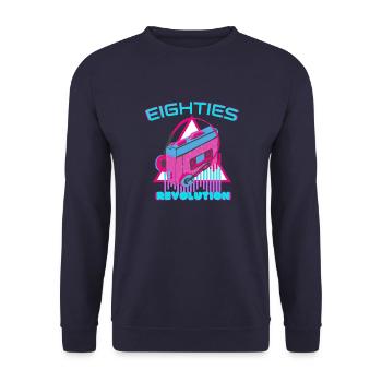 T-SHIRT 80's cadeau gift vintage - Sweat-shirt Unisexe - marine - Devant - Alina (178cm) & Michal (187cm)
