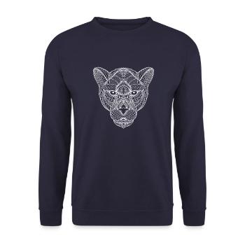 Black panther mandala - Unisex Sweatshirt - navy - Front - Alina (178cm) & Michal (187cm)