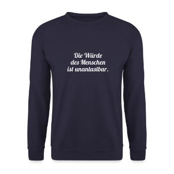 Die Würde des Menschen ist unantastbar - Unisex Pullover - Navy - Vorne - Alina (178cm) & Michal (187cm)