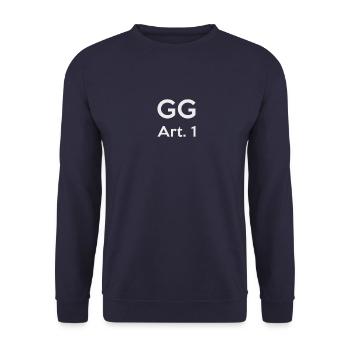 GG Art 1. Grundgesetz - Unisex Pullover - Navy - Vorne - Alina (178cm) & Michal (187cm)