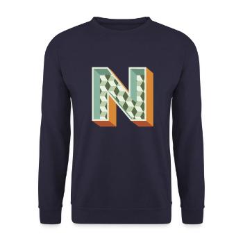N - Unisex Sweatshirt - navy - Front - Alina (178cm) & Michal (187cm)