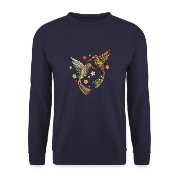 bird - Unisex Sweatshirt - navy - Front - Alina (178cm) & Michal (187cm)