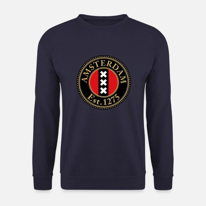 Amsterdam Est 1275 Schwarzer Hintergrund - Unisex Pullover - Navy
