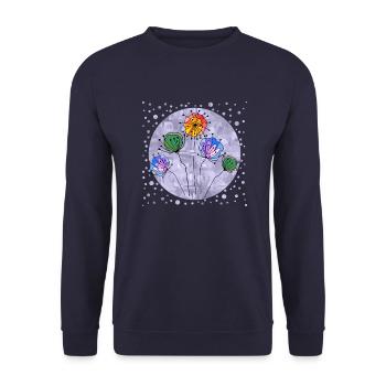 fleurs - Sweat-shirt Unisexe - marine - Devant - Alina (178cm) & Michal (187cm)