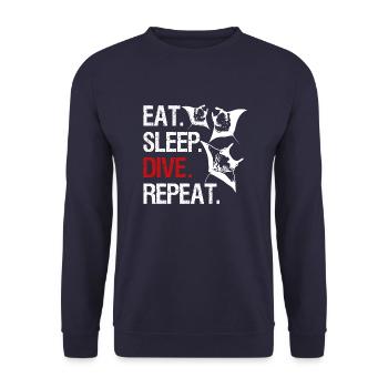 Eat Sleep Dive Repeat – Manta Swarm - Unisex Sweatshirt - navy - Front - Alina (178cm) & Michal (187cm)