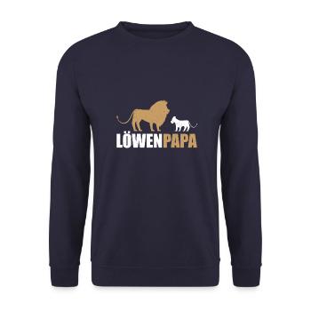 Löwenpapa Vater Opa Onkel Geschenk - Unisex Pullover - Navy - Vorne - Alina (178cm) & Michal (187cm)