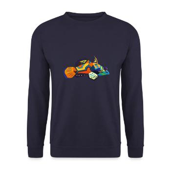 Mandarin Fisch - Unisex Pullover - Navy - Vorne - Alina (178cm) & Michal (187cm)