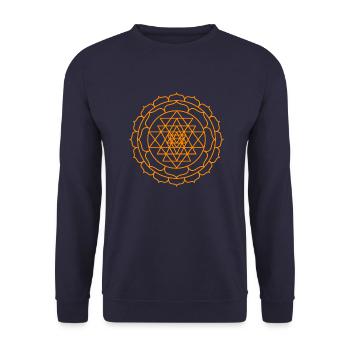 Fleur de lotus Sri Yantra - Sweat-shirt Unisexe - marine - Devant - Alina (178cm) & Michal (187cm)