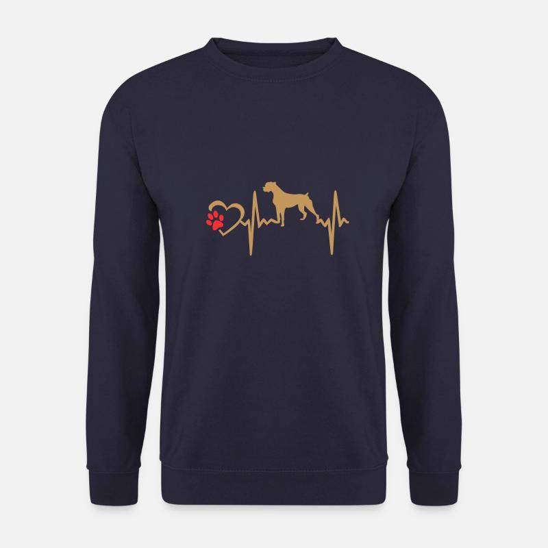 boxer dog heartbeat - Unisex Pullover - Navy