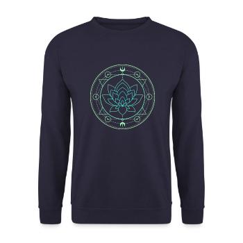 Lotus Moon Sacred Geometry - Unisex Sweatshirt - navy - Front - Alina (178cm) & Michal (187cm)