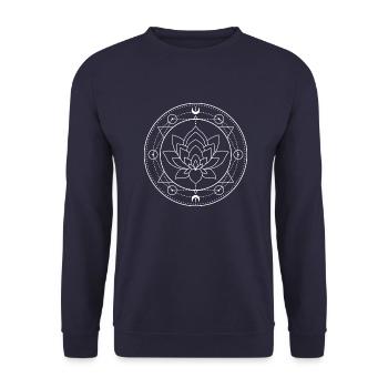 Lotus Moon Sacred Geometry - Unisex Sweatshirt - navy - Front - Alina (178cm) & Michal (187cm)