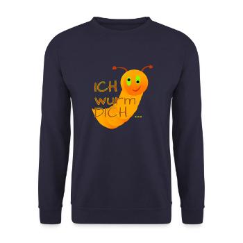 Ich wurm DICH - Unisex Pullover - Navy - Vorne - Alina (178cm) & Michal (187cm)