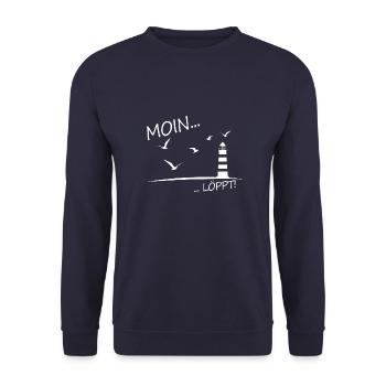 Moin Löppt Deutschland Geschenk Flagge - Unisex Pullover - Navy - Vorne - Alina (178cm) & Michal (187cm)