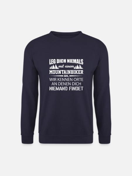 Leg dich niemals mit einem mountainbiker Geschenk - Unisex Pullover - Navy
