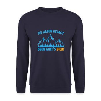 Wandern Berge Bier Spruch Geschenk - Unisex Pullover - Navy - Vorne - Alina (178cm) & Michal (187cm)
