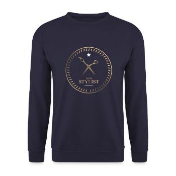 Friseur Salon Barber Hair Stylist Frisör Geschenke - Unisex Pullover - Navy - Vorne - Alina (178cm) & Michal (187cm)