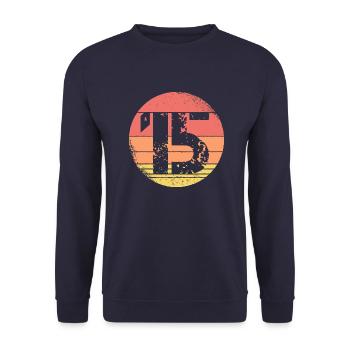 15 jahre 15. Geburtstag Retro Vintage Geschenk - Unisex Pullover - Navy - Vorne - Alina (178cm) & Michal (187cm)
