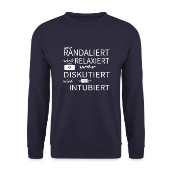 Wer randaliert wird relaxiert wer diskutiert Arzt - Unisex Pullover - Navy - Vorne - Alina (178cm) & Michal (187cm)