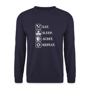 Eat sleep audit repeat accountant gift - Unisex Sweatshirt - navy - Front - Alina (178cm) & Michal (187cm)