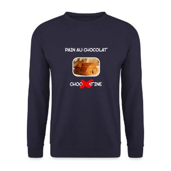 Pain au chocolat/chocolatine - Sweat-shirt Unisexe - marine - Devant - Alina (178cm) & Michal (187cm)