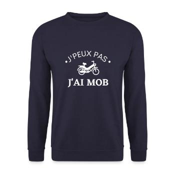 J'peux pas j'ai mob cadeau mobylette - Sweat-shirt Unisexe - marine - Devant - Alina (178cm) & Michal (187cm)