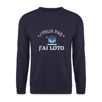 j'peux pas j'ai Loto cadeau humour - Sweat-shirt Unisexe - marine - Devant - Alina (178cm) & Michal (187cm)