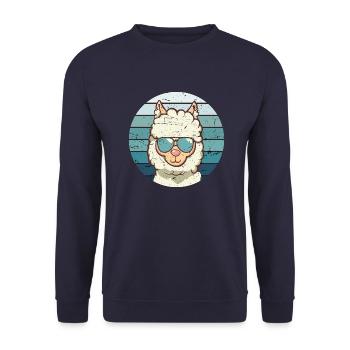Vintage Lama - Unisex Sweatshirt - navy - Front - Alina (178cm) & Michal (187cm)