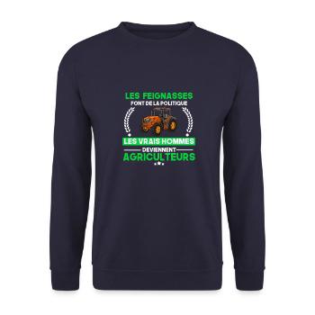 Les vrais hommes deviennent agriculteurs - Sweat-shirt Unisexe - marine - Devant - Alina (178cm) & Michal (187cm)