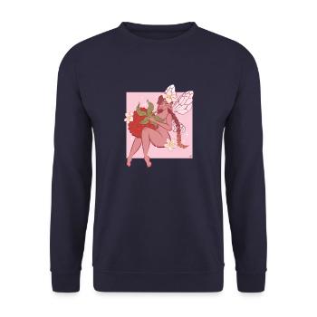 Raspberry with flowers is carried by fairy elf - Unisex Sweatshirt - navy - Front - Alina (178cm) & Michal (187cm)