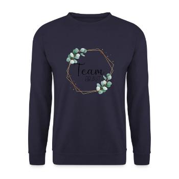 Eukalyptus Blätter - Team Braut - 11 - Unisex Pullover - Navy - Vorne - Alina (178cm) & Michal (187cm)