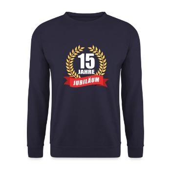 15 Jahre Jubiläum Dienstjubiläum Firma - Unisex Pullover - Navy - Vorne - Alina (178cm) & Michal (187cm)