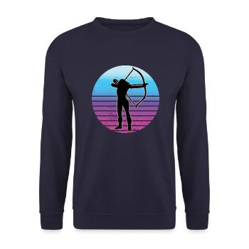 Bogenschießen Bogenschütze Zielscheibe Sport - Unisex Pullover - Navy - Vorne - Alina (178cm) & Michal (187cm)