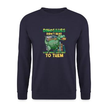 Coole Dinosaurs Shirt Designs for Kids Must have - Unisex Pullover - Navy - Vorne - Alina (178cm) & Michal (187cm)