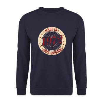 Made in 1972 100 The Original Birthday Saying - Unisex Sweatshirt - navy - Front - Alina (178cm) & Michal (187cm)
