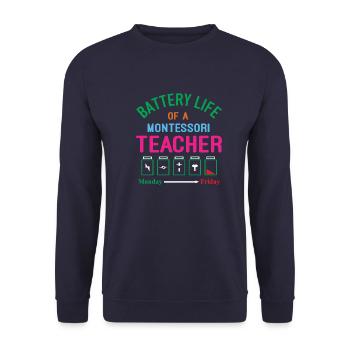 Montessori Teacher - Unisex Sweatshirt - navy - Front - Alina (178cm) & Michal (187cm)