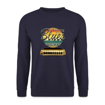 Harmonica French Mouth Harp Player - Unisex Sweatshirt - navy - Front - Alina (178cm) & Michal (187cm)