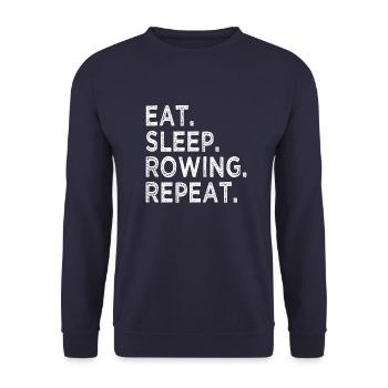 Eat Sleep Rowing Repeat - Sport - Row - Rudern - Unisex Pullover - Navy - Vorne - Alina (178cm) & Michal (187cm)