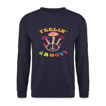 Feelin Groovy Peace Frieden Freiheit Hippie - Unisex Pullover - Navy - Vorne - Alina (178cm) & Michal (187cm)