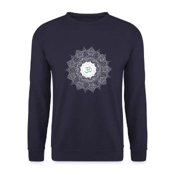 om chakra yoga menthe blanc mandala - Sweat-shirt Unisexe - marine - Devant - Alina (178cm) & Michal (187cm)