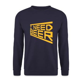 I Need Beer - Unisex Sweatshirt - navy - Front - Alina (178cm) & Michal (187cm)
