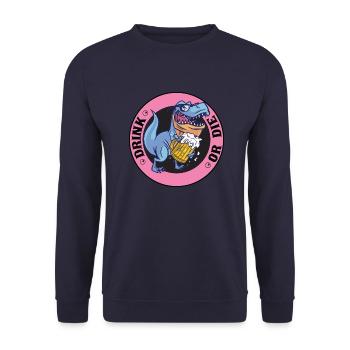 T-Rex Sauf Club - Saufen Bier Trinken - Lustiges - Unisex Pullover - Navy - Vorne - Alina (178cm) & Michal (187cm)